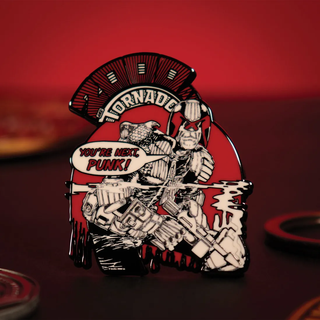 2000 AD Judge Dredd You’re Next Punk Pin Badge - Image 2
